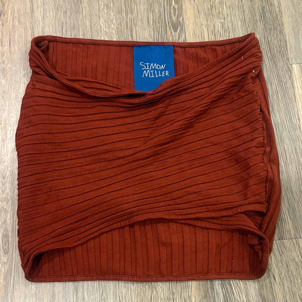 Simon Miller Rust Brown Ribbed Mini Skirt